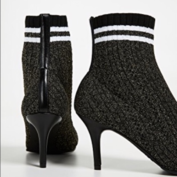 Stuart Weitzman sock booties metallic black heels - Picture 5 of 9